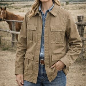 H&M Vintage Canvas Khaki Zip Up Barn Chore Coat Size 2